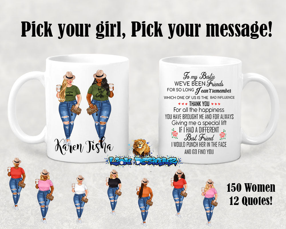 Personalized Mug - Best Friend Coffee Girls