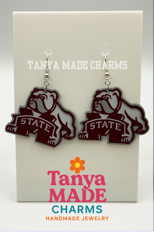 Mississippi State Bulldog Earrings – Game Day Spirit Jewelry | Tanya Made Charms