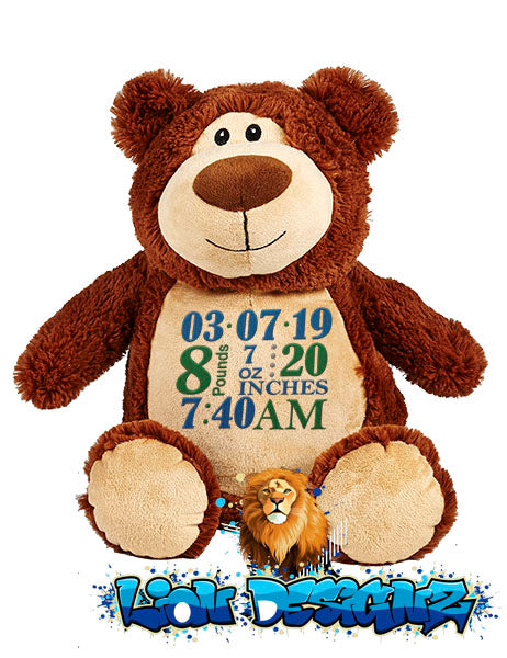 Embroidered Cubbyford Brown Bear