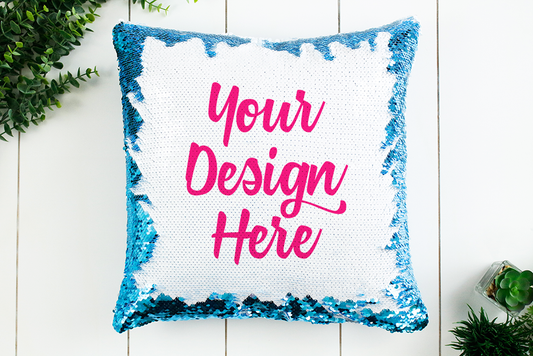 Blue Sequin Pillow