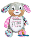 Embroidered harlequin bunny Pink